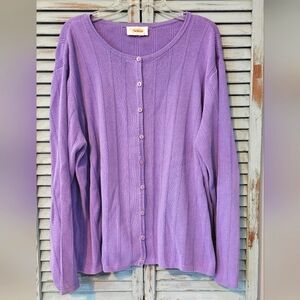 TALBOTS CARDIGAN Womens Purple Knit Sweater Lavender Button-Down Blouse